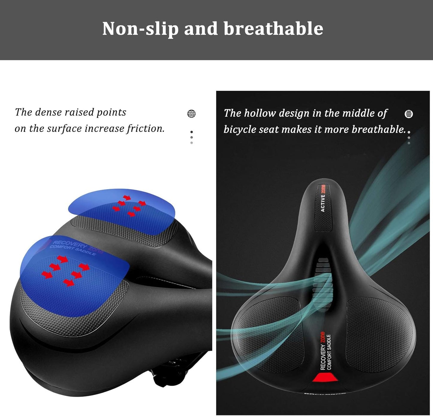 ROCKBROS Fahrradsattel Bequem Gelsattel Herren Damen Ergonomischer Breiter Fahrradsitz Weich Memory Foam MTB Rennrad 26 * 22cm Atmungsaktiv Wasserdicht