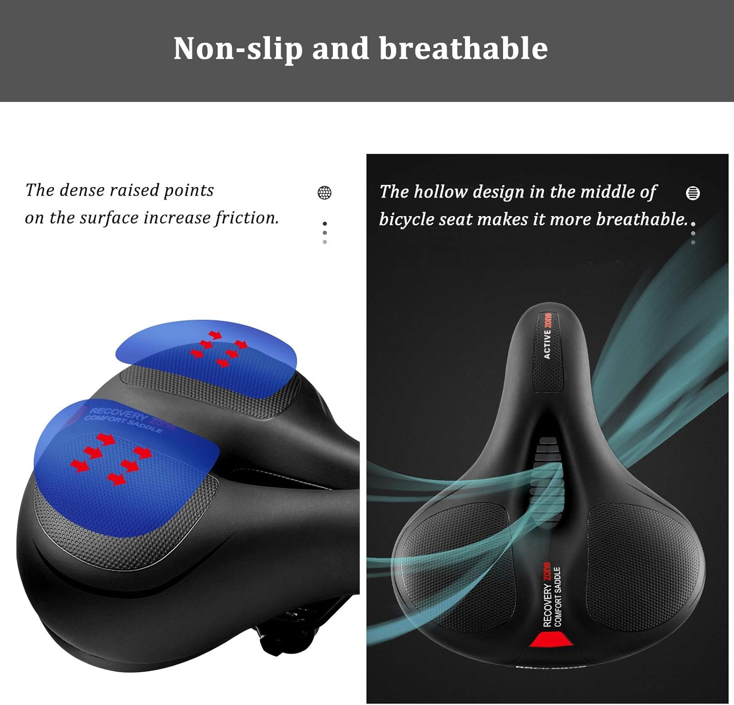 ROCKBROS Fahrradsattel Bequem Gelsattel Herren Damen Ergonomischer Breiter Fahrradsitz Weich Memory Foam MTB Rennrad 26 * 22cm Atmungsaktiv Wasserdicht