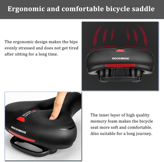 ROCKBROS Fahrradsattel Bequem Gelsattel Herren Damen Ergonomischer Breiter Fahrradsitz Weich Memory Foam MTB Rennrad 26 * 22cm Atmungsaktiv Wasserdicht