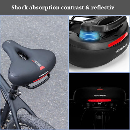 ROCKBROS Fahrradsattel Bequem Gelsattel Herren Damen Ergonomischer Breiter Fahrradsitz Weich Memory Foam MTB Rennrad 26 * 22cm Atmungsaktiv Wasserdicht