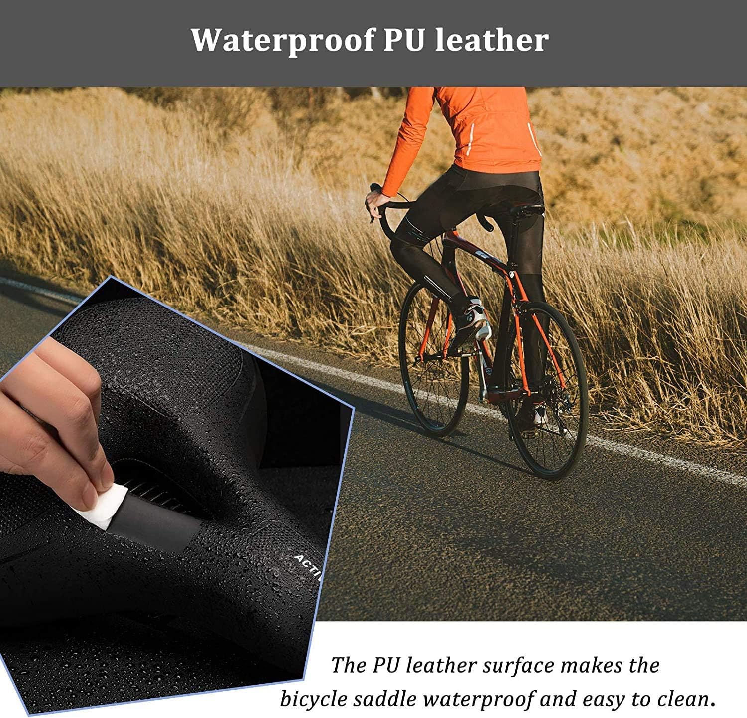 ROCKBROS Fahrradsattel Bequem Gelsattel Herren Damen Ergonomischer Breiter Fahrradsitz Weich Memory Foam MTB Rennrad 26 * 22cm Atmungsaktiv Wasserdicht